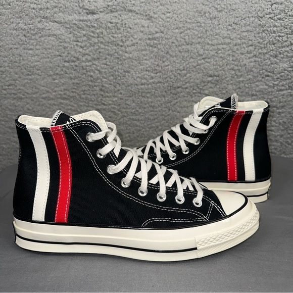 Converse Shoes Mens 8 Black Chuck 70 Archival Stripes High Top Sneakers - Picture 6 of 8
